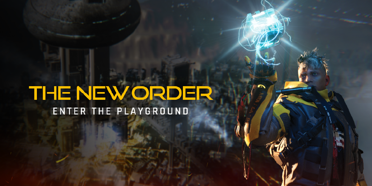 The New Order — Enter the Playground, hero key art with armoured character
